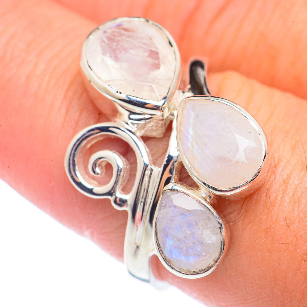 Rainbow Moosntone Rings handcrafted by Anasilvercos - RING71844