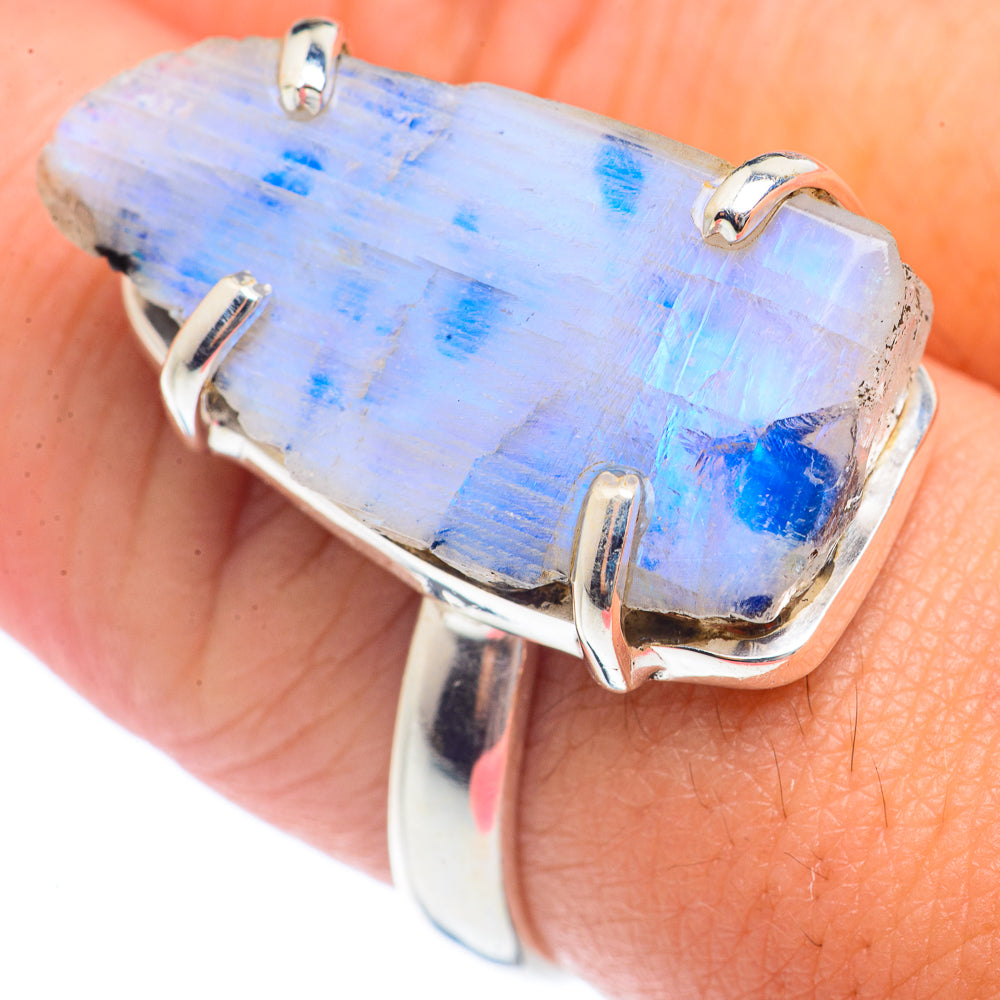 Rainbow Moonstone Rings handcrafted by Anasilvercos - RING71846
