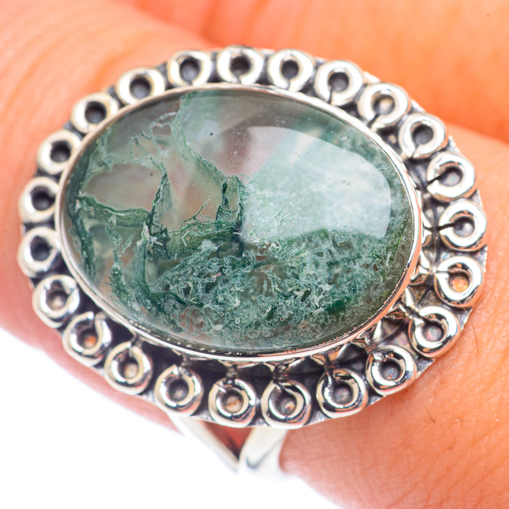 Green Moss Agate Rings handcrafted by Anasilvercos - RING71860