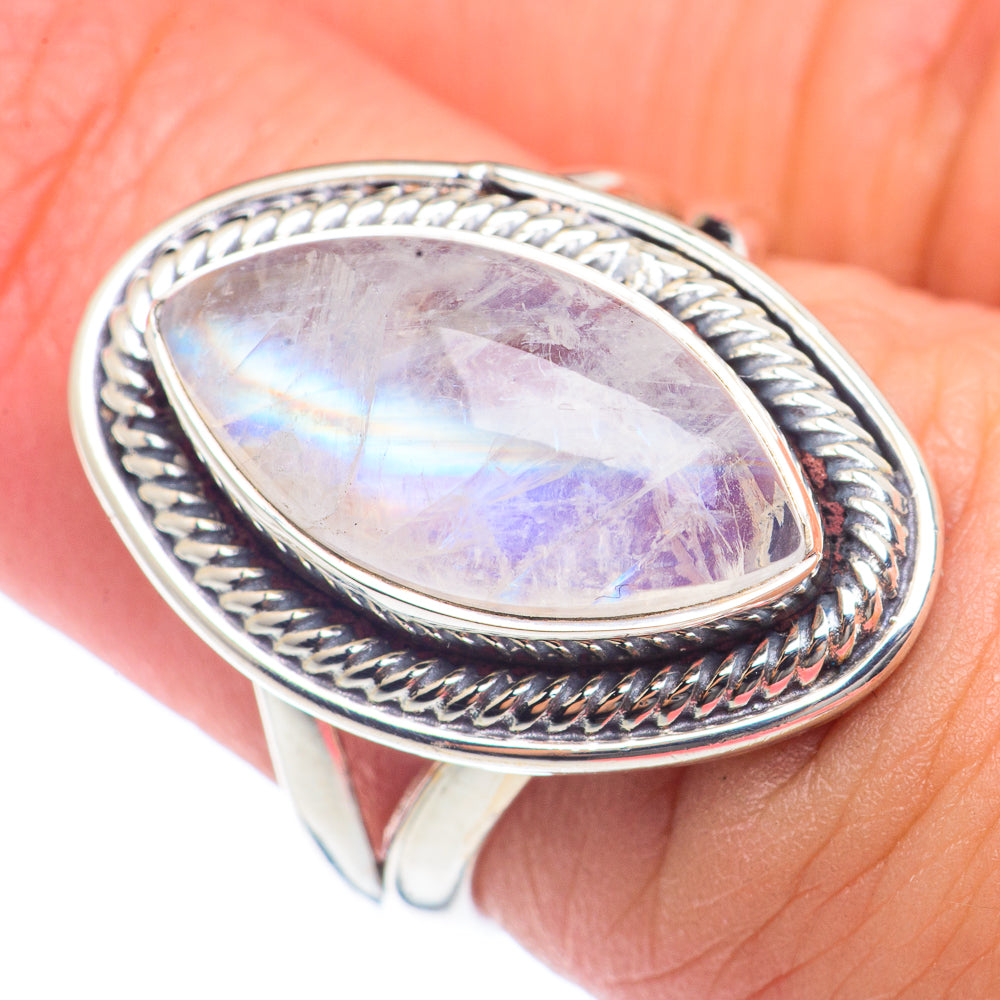 Rainbow Moonstone Rings handcrafted by Anasilvercos - RING71887
