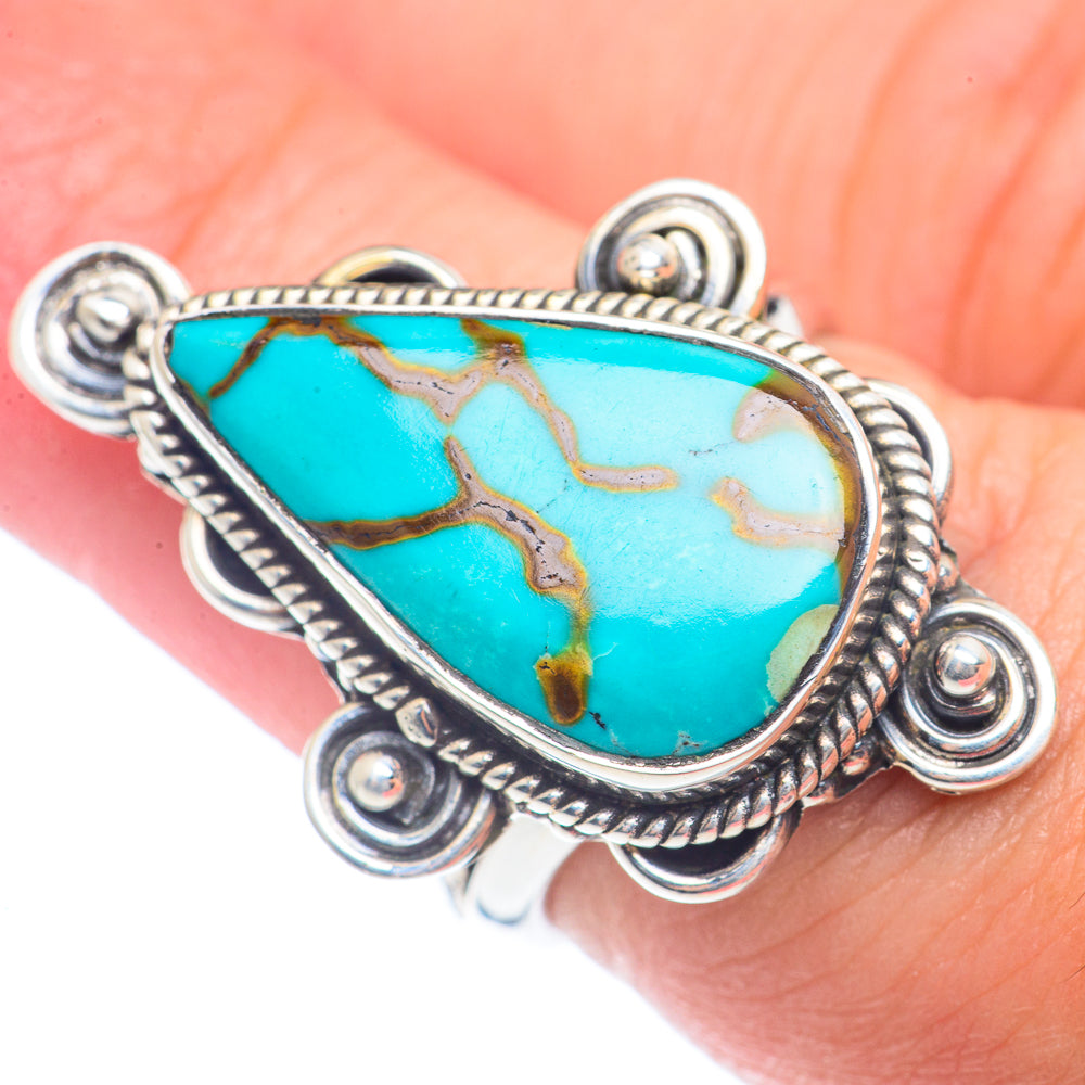 Blue Copper Composite Turquoise Rings handcrafted by Anasilvercos - RING71896