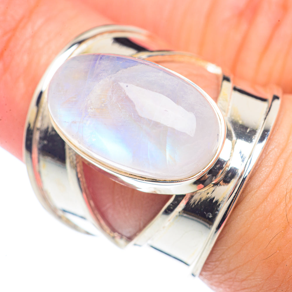 Rainbow Moonstone Rings handcrafted by Anasilvercos - RING71957