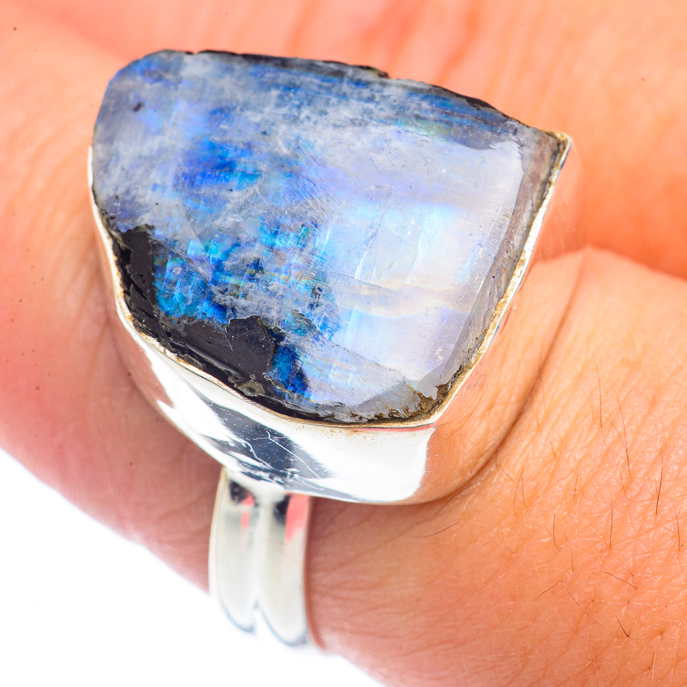 Rainbow Moonstone Rings handcrafted by Anasilvercos - RING71987