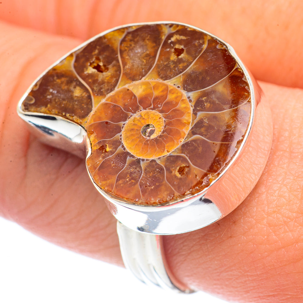 Ammonite Fossil Rings handcrafted by Anasilvercos - RING72005