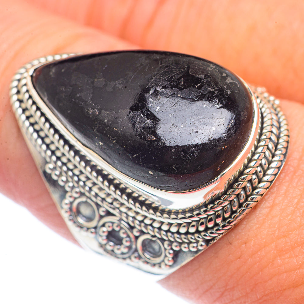 Black Agate Rings handcrafted by Anasilvercos - RING72065