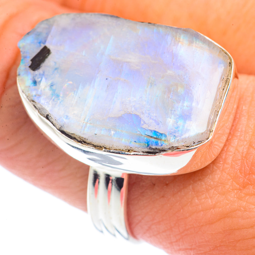 Rainbow Moonstone Rings handcrafted by Anasilvercos - RING72067