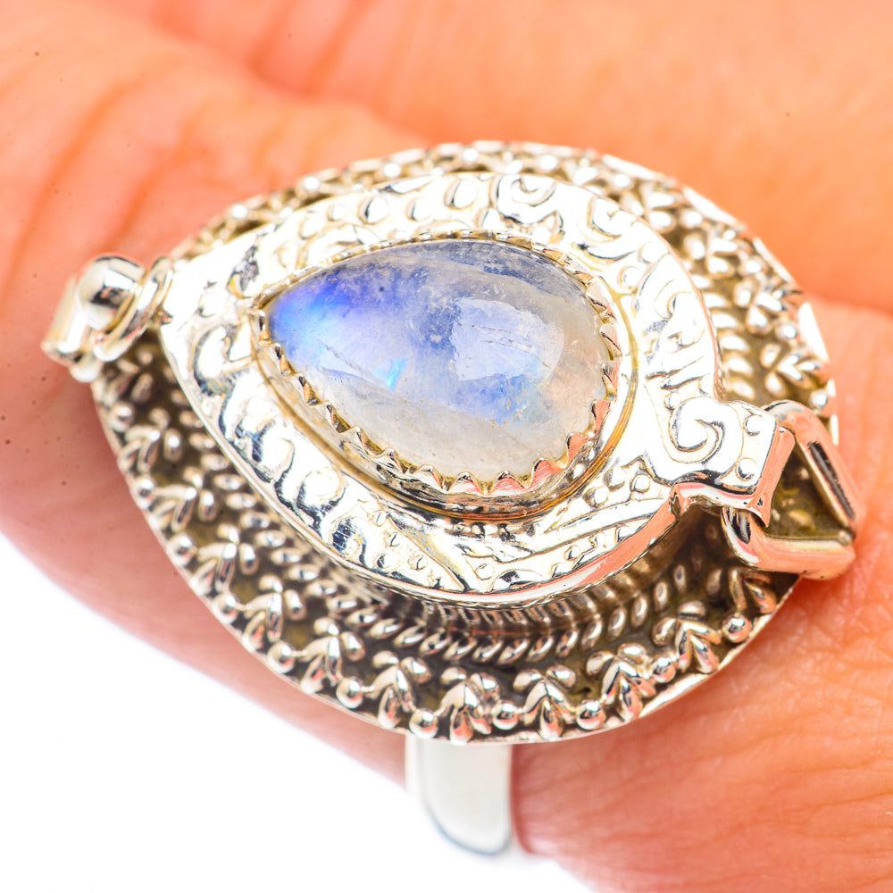 Rainbow Moonstone Rings handcrafted by Anasilvercos - RING72068