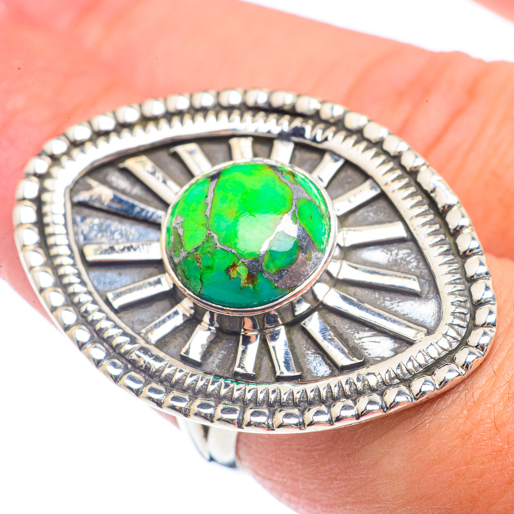 Green Copper Composite Turquoise Rings handcrafted by Anasilvercos - RING72088