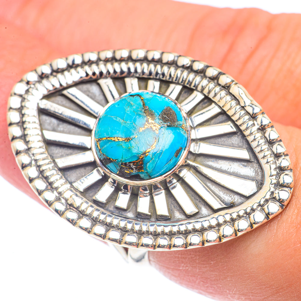 Blue Copper Composite Turquoise Rings handcrafted by Anasilvercos - RING72122