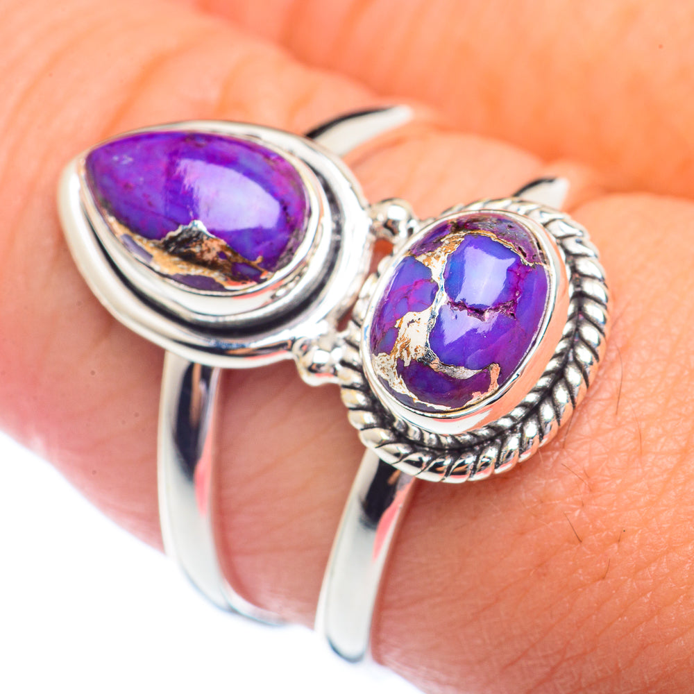 Purple Copper Composite Turquoise Rings handcrafted by Anasilvercos - RING72206