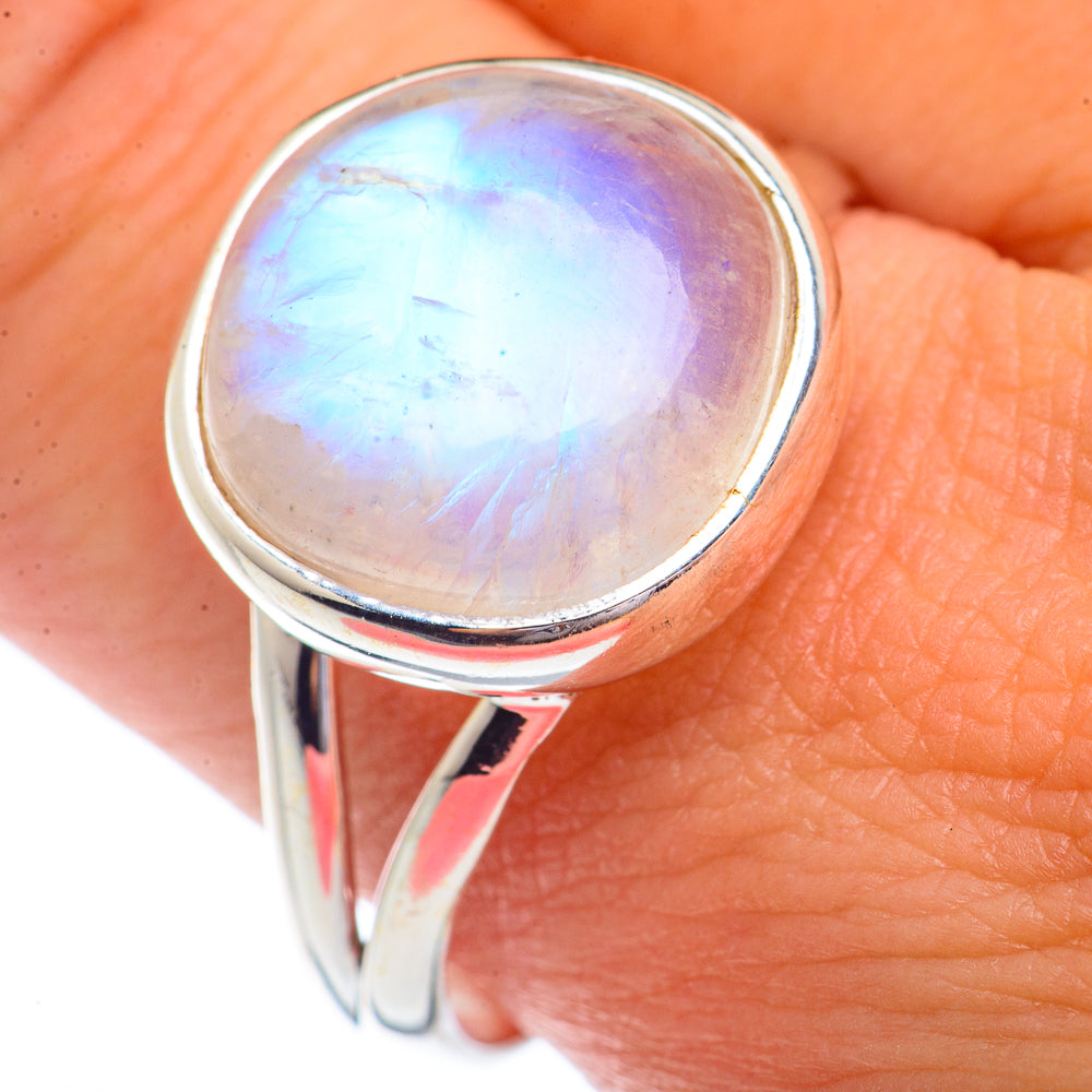 Rainbow Moonstone Rings handcrafted by Anasilvercos - RING72213