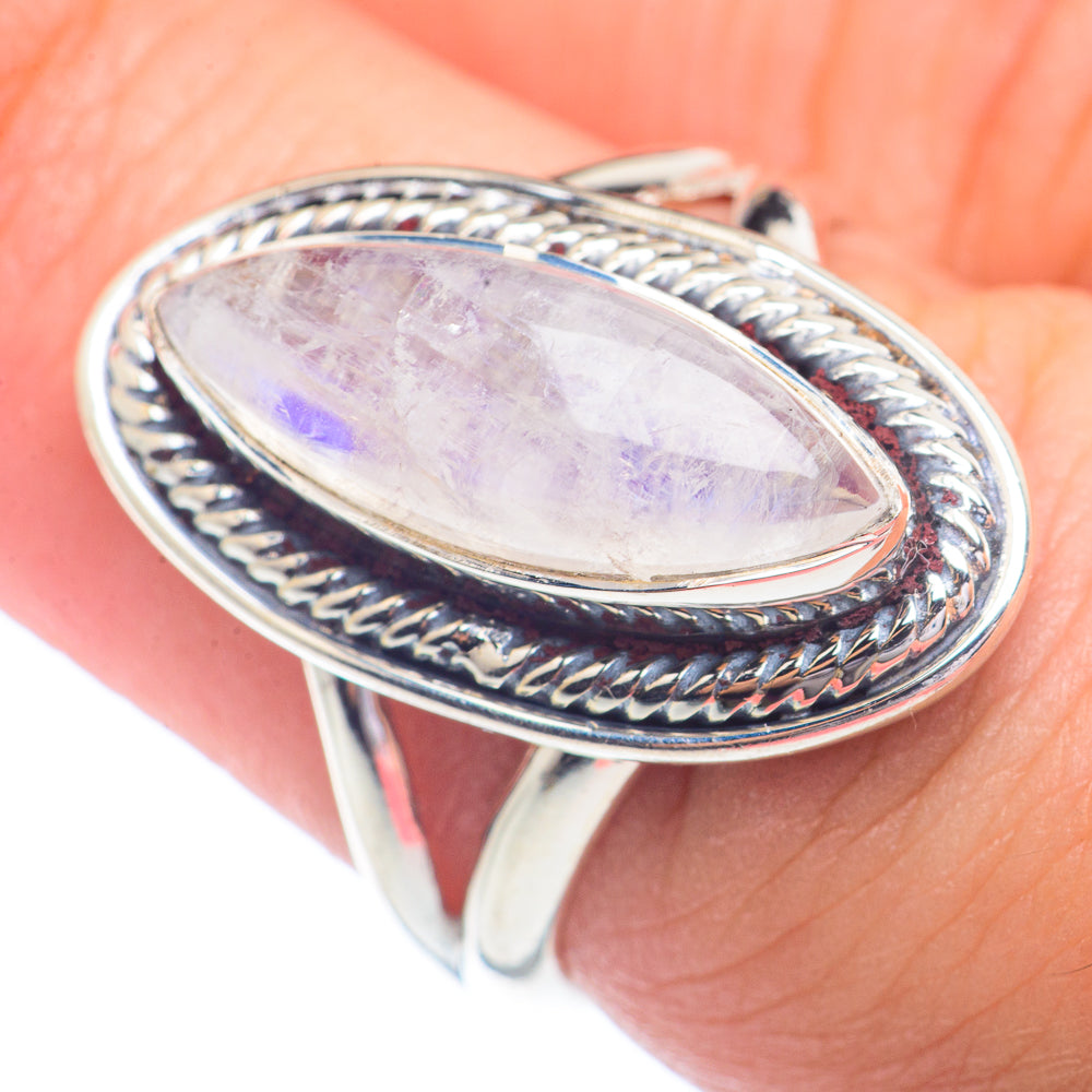 Rainbow Moonstone Rings handcrafted by Anasilvercos - RING72256