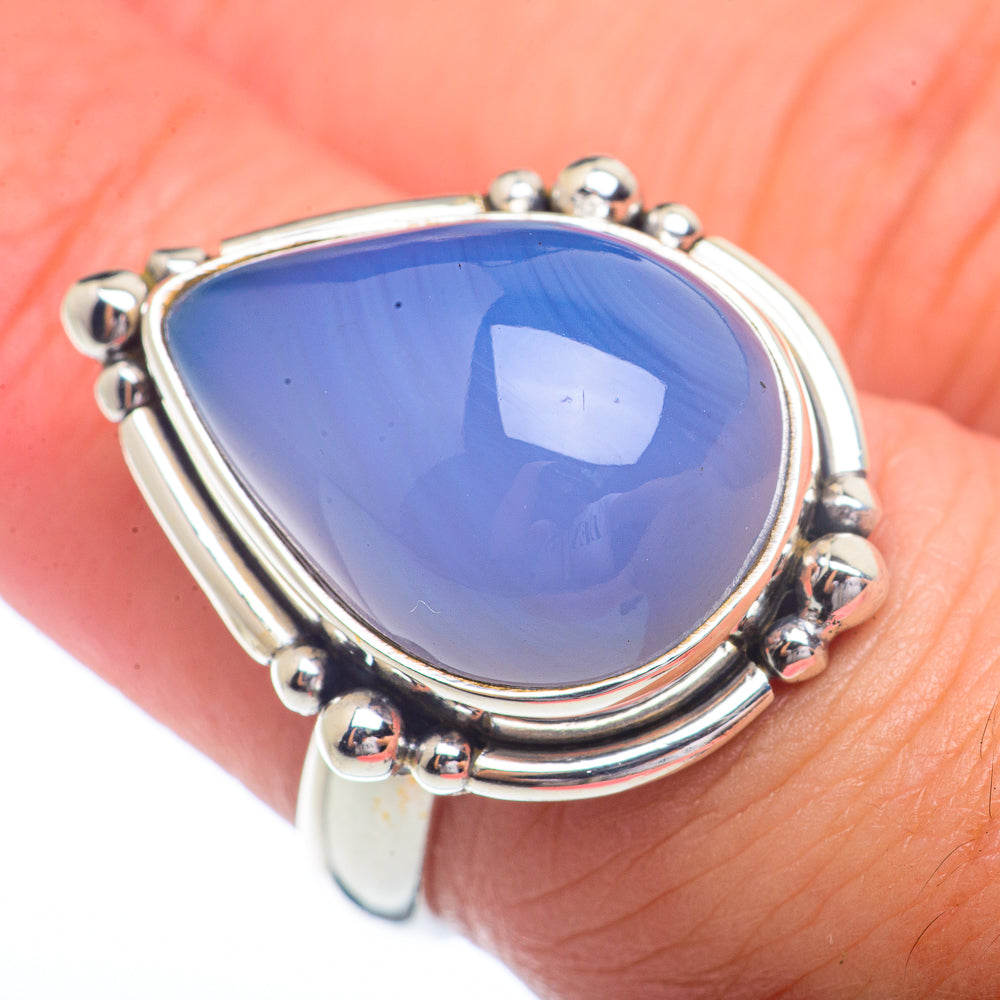 Aqua Chalcedony Rings handcrafted by Anasilvercos - RING72383