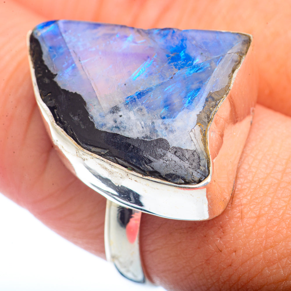 Rainbow Moonstone Rings handcrafted by Anasilvercos - RING72392