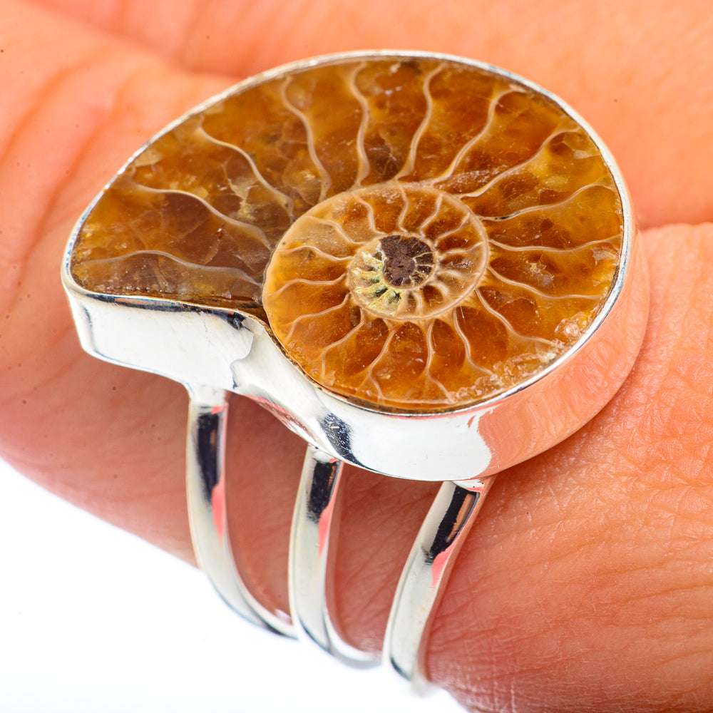 Ammonite Fossil Rings handcrafted by Anasilvercos - RING72425