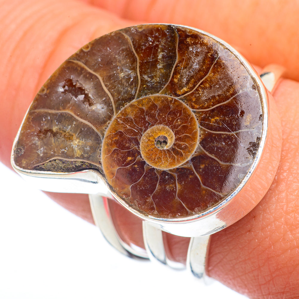 Ammonite Fossil Rings handcrafted by Anasilvercos - RING72464