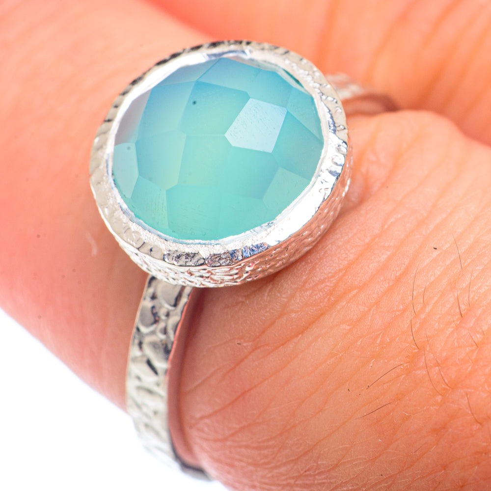 Aqua Chalcedony Rings handcrafted by Anasilvercos - RING72518