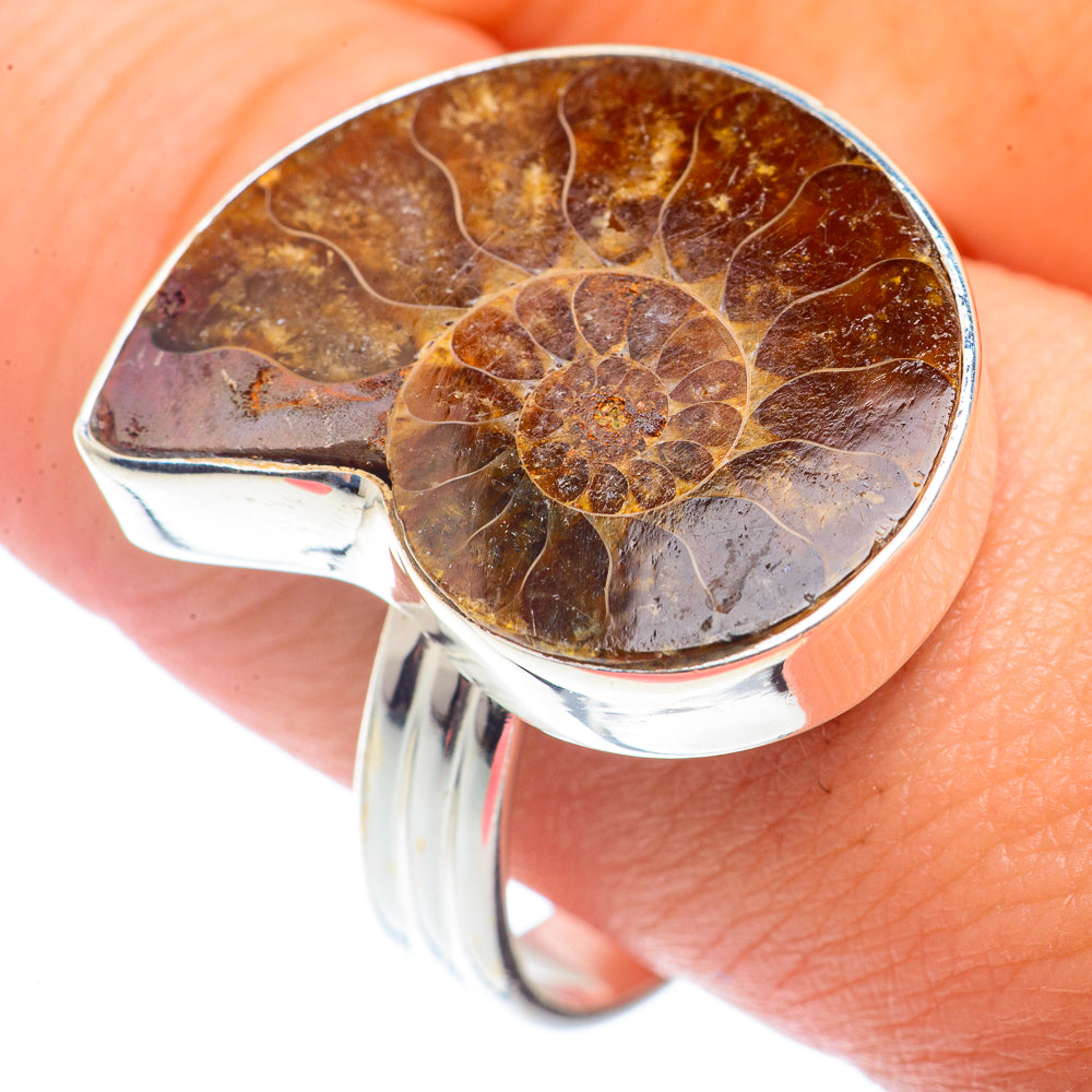 Ammonite Fossil Rings handcrafted by Anasilvercos - RING72528