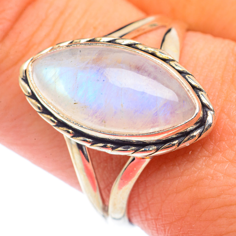 Rainbow Moonstone Rings handcrafted by Anasilvercos - RING72545