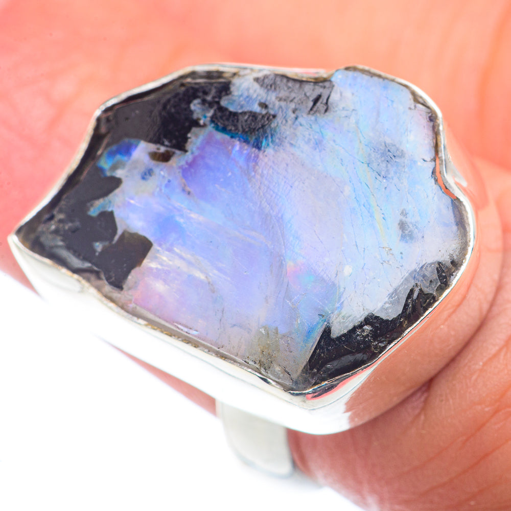 Rainbow Moonstone Rings handcrafted by Anasilvercos - RING72550