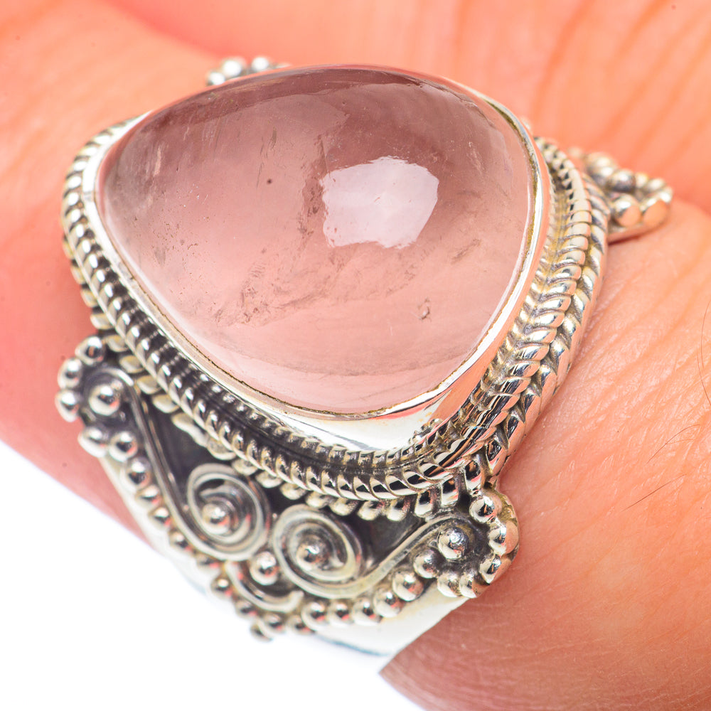 Rose Quartz Rings handcrafted by Anasilvercos - RING72576
