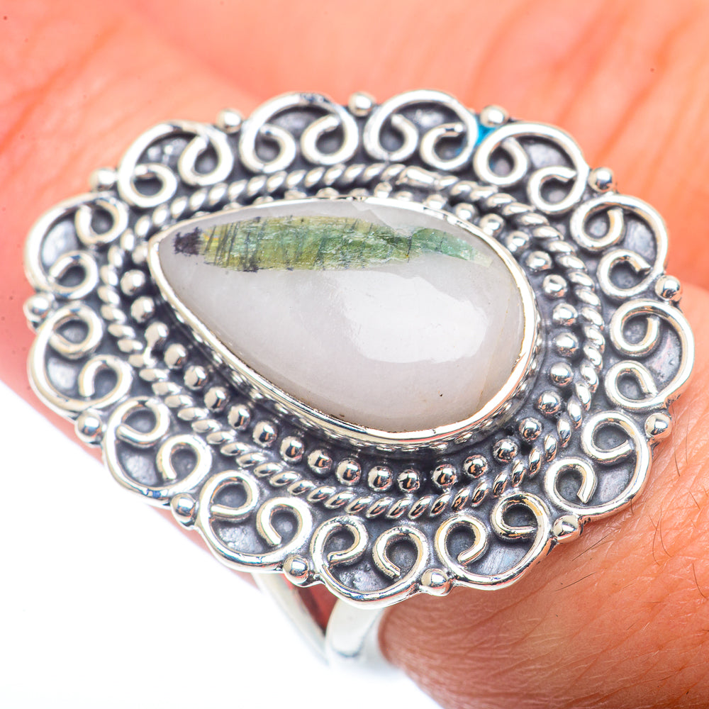 Green Tourmaline In Quartz Rings handcrafted by Anasilvercos - RING72627
