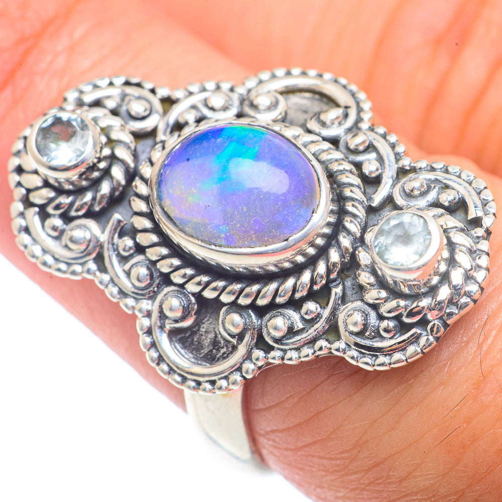 Rainbow Moonstone Rings handcrafted by Anasilvercos - RING72632