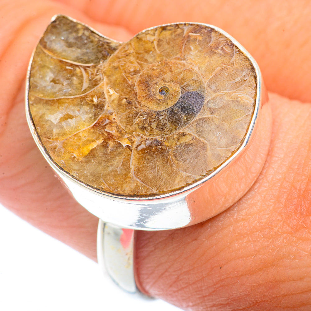 Ammonite Fossil Rings handcrafted by Anasilvercos - RING72646