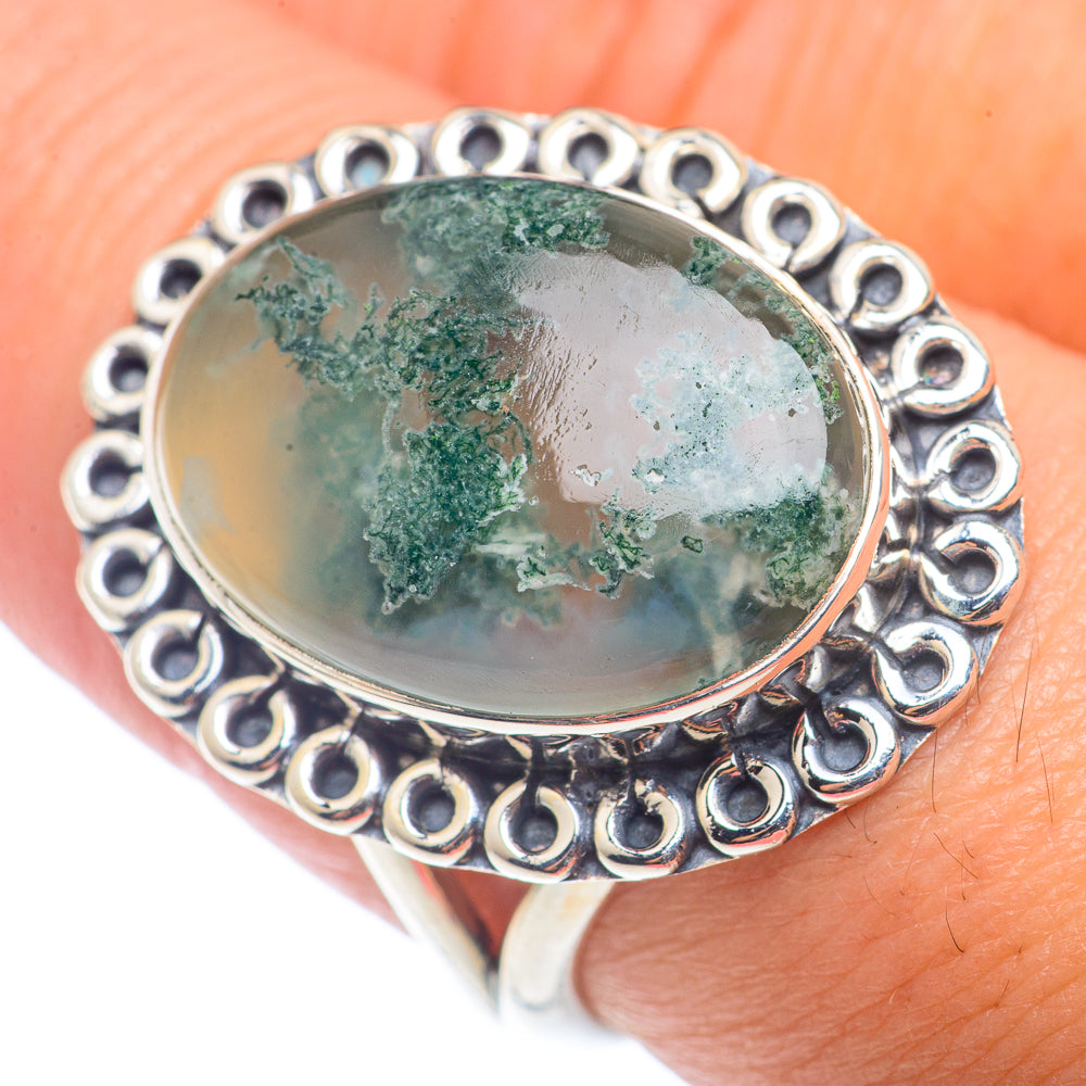 Green Moss Agate Rings handcrafted by Anasilvercos - RING72680