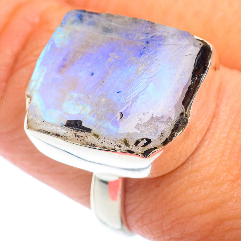 Rainbow Moonstone Rings handcrafted by Anasilvercos - RING72700
