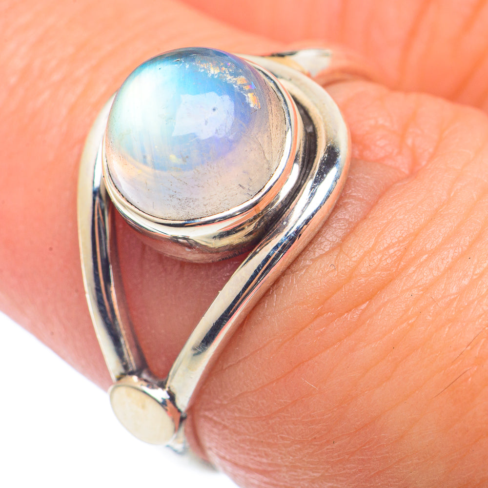 Rainbow Moonstone Rings handcrafted by Anasilvercos - RING72703