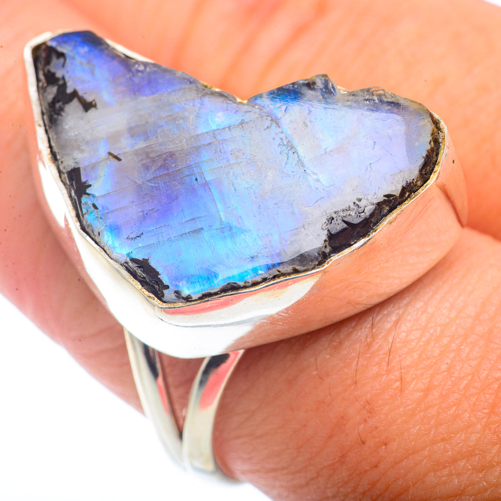Rainbow Moonstone Rings handcrafted by Anasilvercos - RING72750