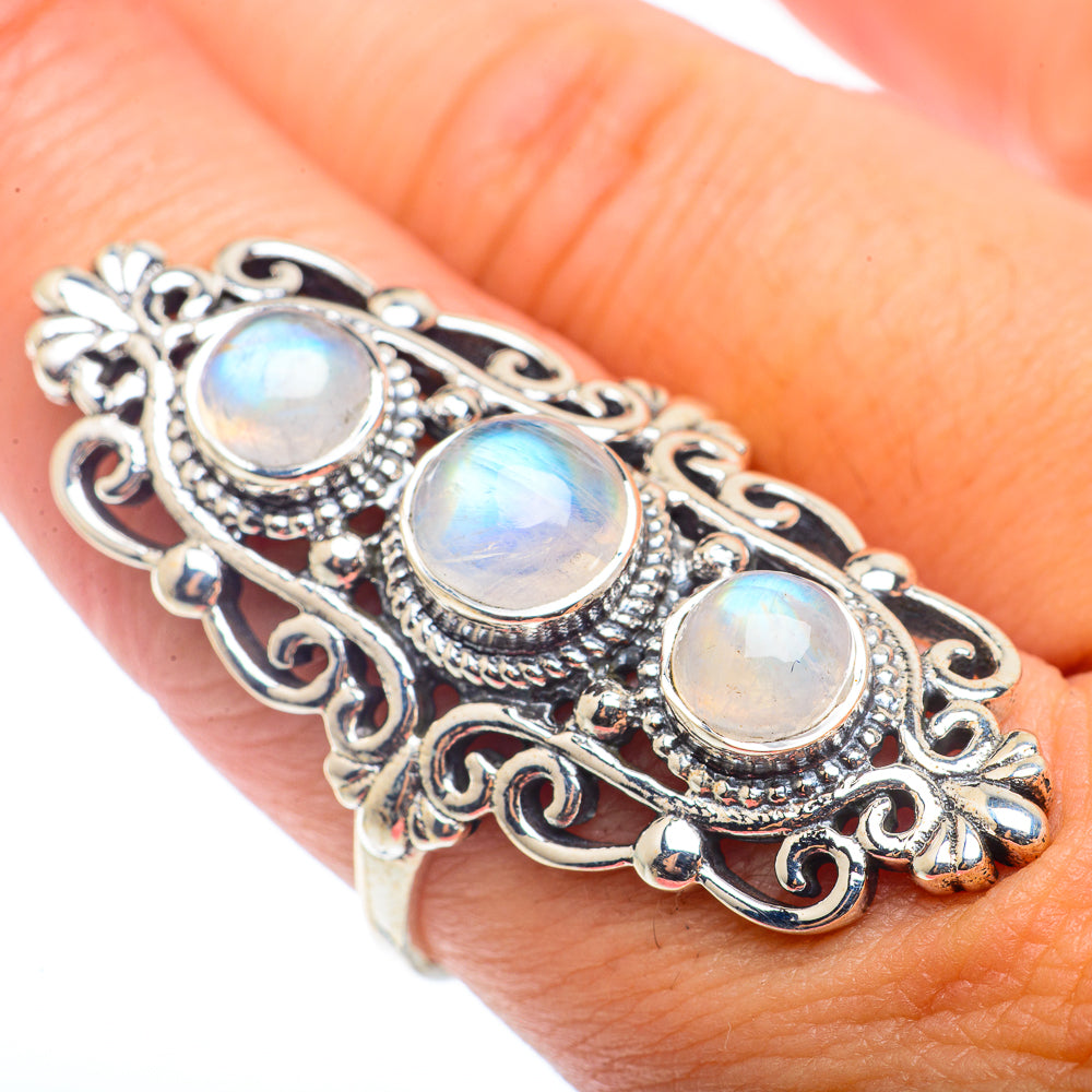 Rainbow Moonstone Rings handcrafted by Anasilvercos - RING72752