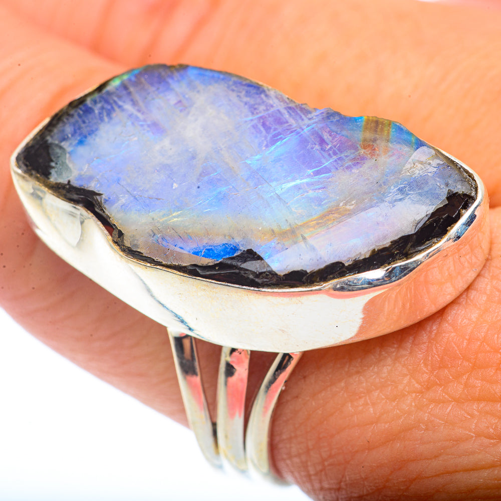 Rainbow Moonstone Rings handcrafted by Anasilvercos - RING72800