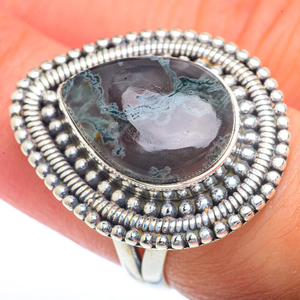 Green Moss Agate Rings handcrafted by Anasilvercos - RING72812