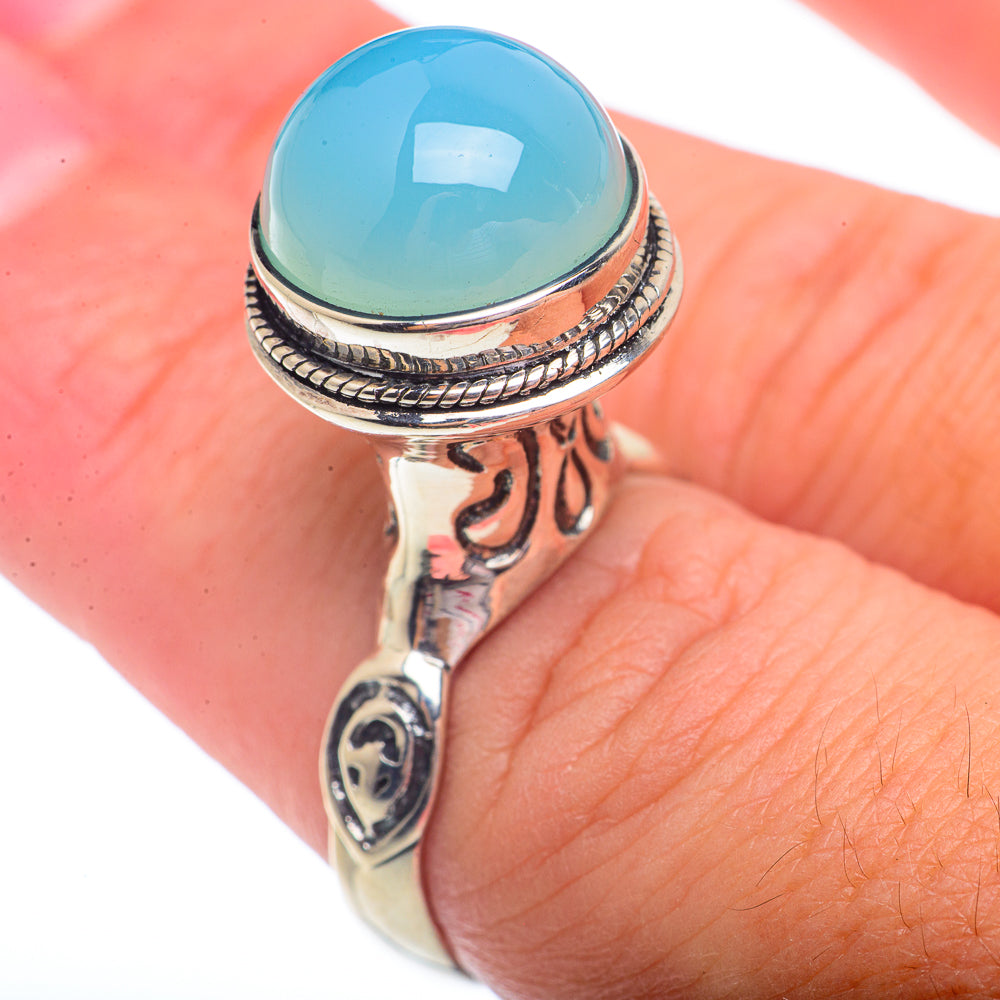 Aqua Chalcedony Rings handcrafted by Anasilvercos - RING72847