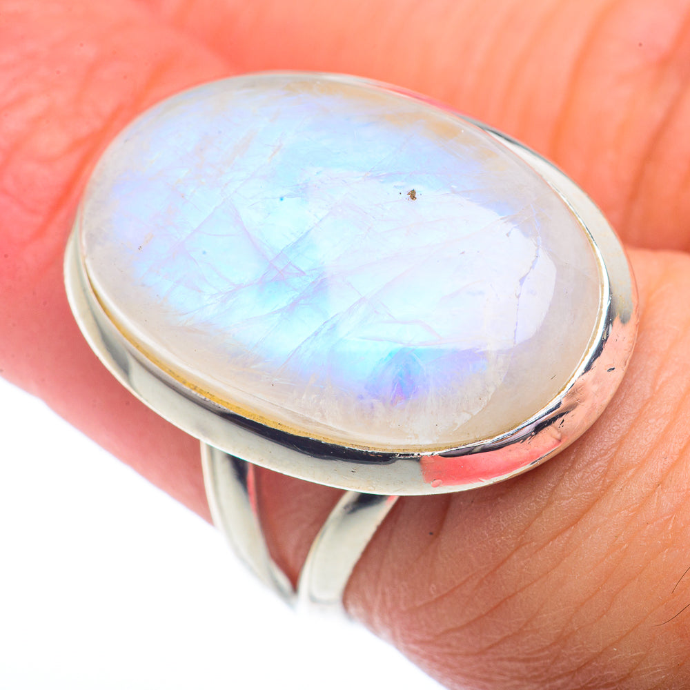Rainbow Moonstone Rings handcrafted by Anasilvercos - RING72881