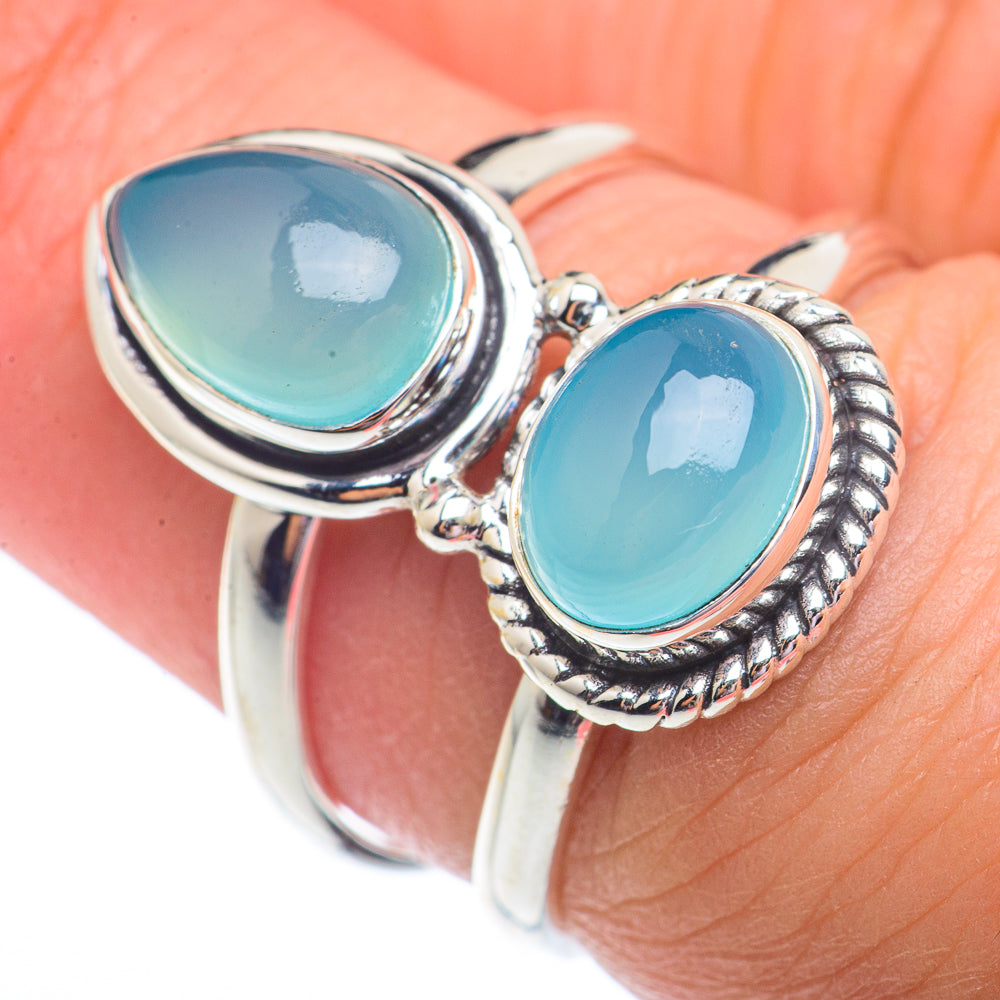 Aqua Chalcedony Rings handcrafted by Anasilvercos - RING72894