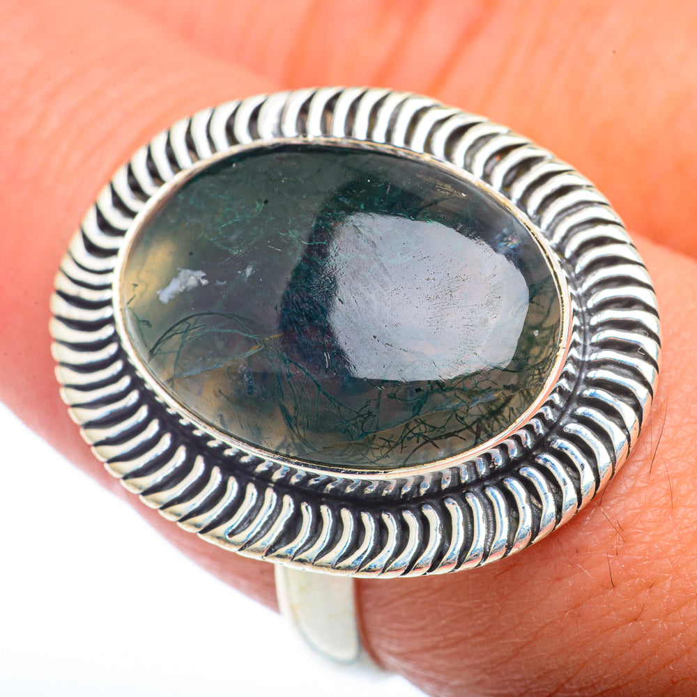 Green Moss Agate Rings handcrafted by Anasilvercos - RING72937