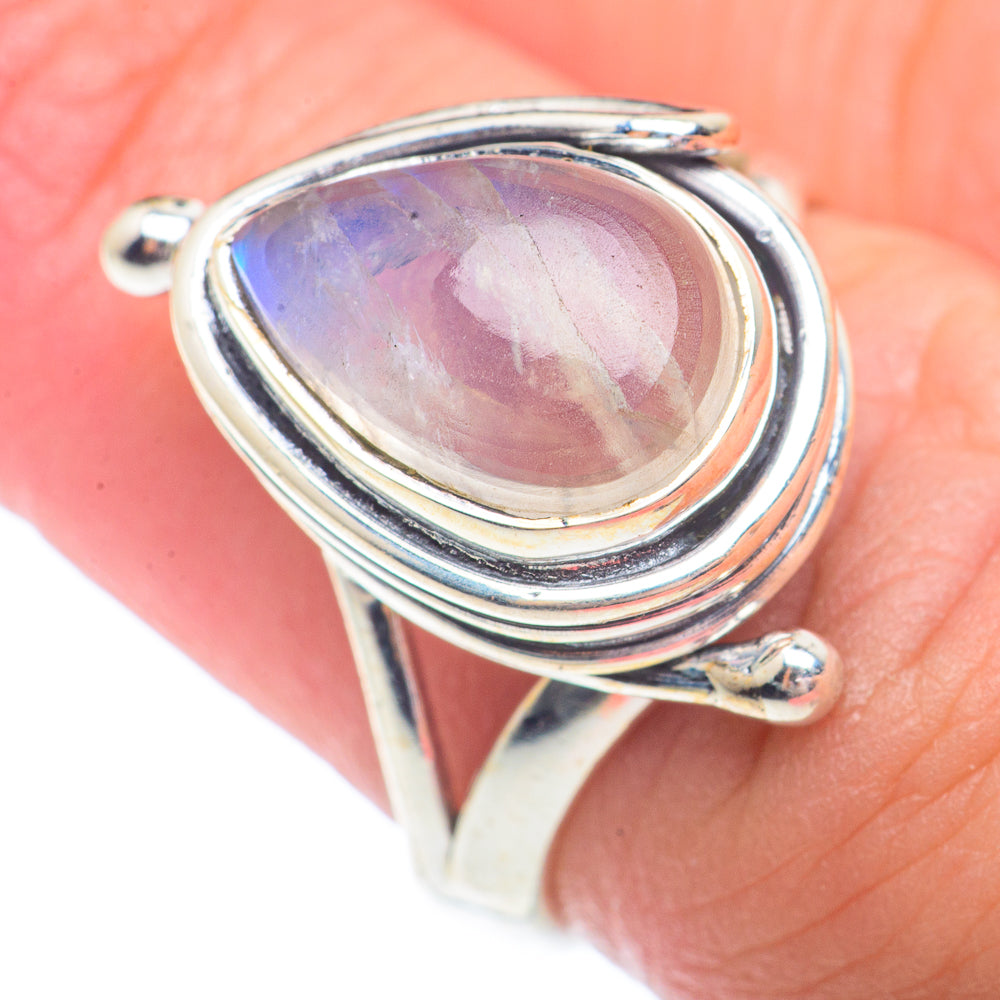 Rainbow Moonstone Rings handcrafted by Anasilvercos - RING72959