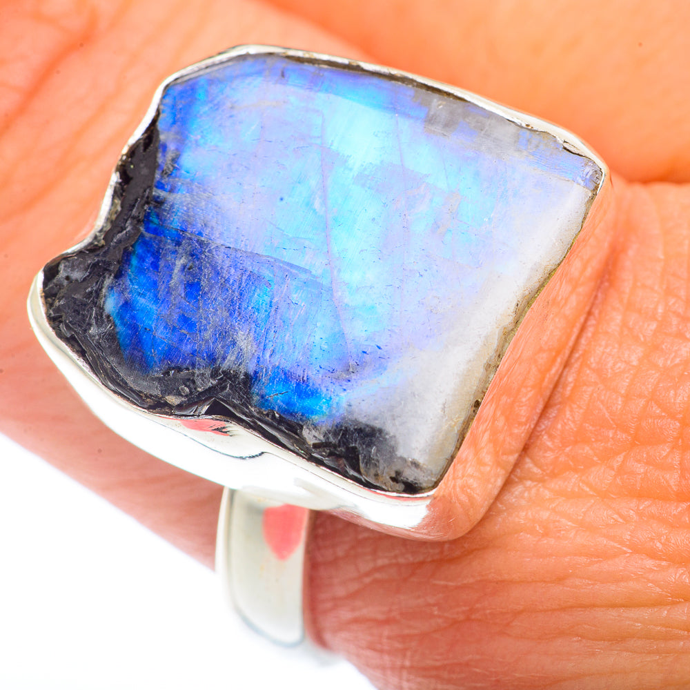Rainbow Moonstone Rings handcrafted by Anasilvercos - RING73001