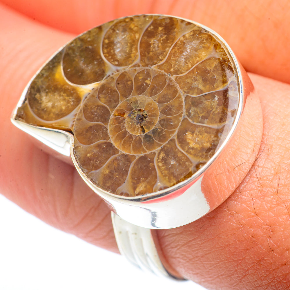Ammonite Fossil Rings handcrafted by Anasilvercos - RING73019