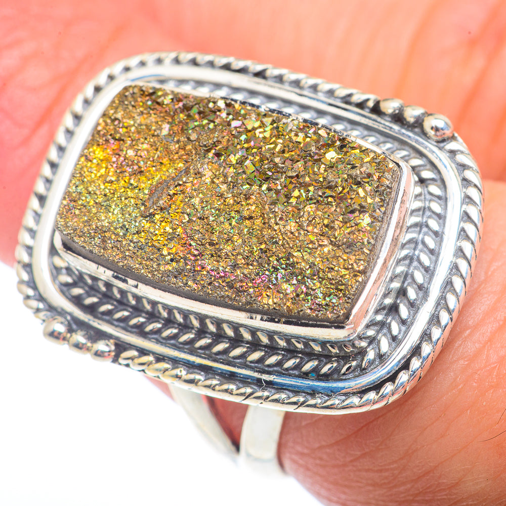 Spectro Pyrite Druzy Rings handcrafted by Anasilvercos - RING73032