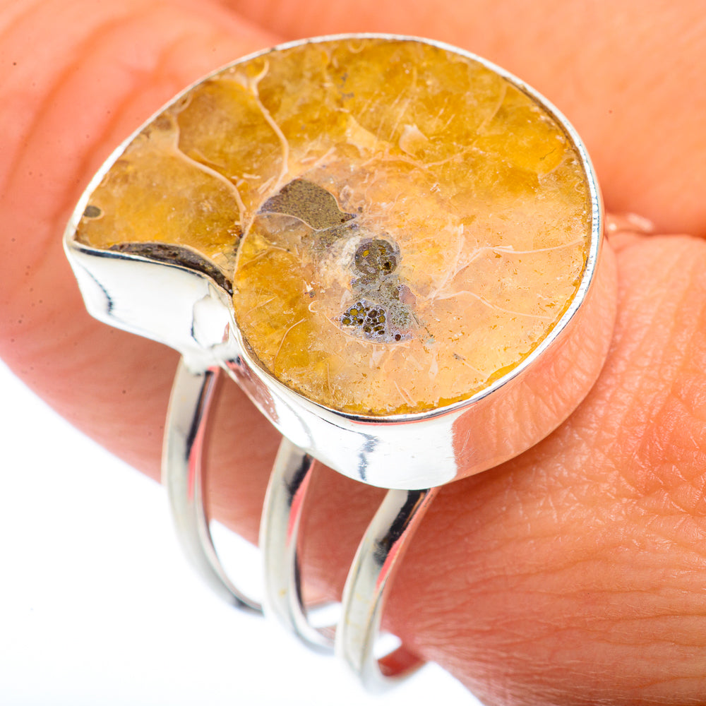 Ammonite Fossil Rings handcrafted by Anasilvercos - RING73065