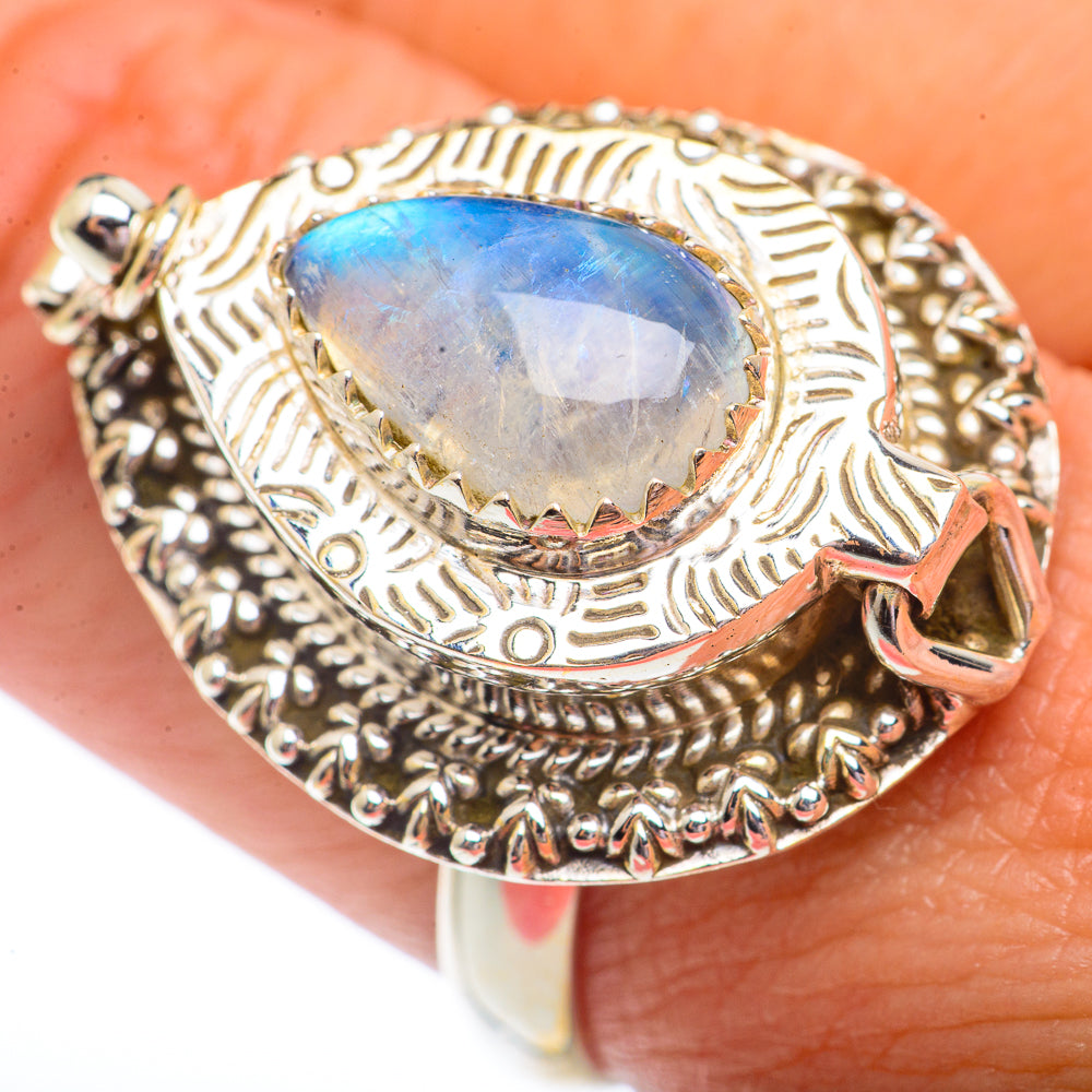 Rainbow Moonstone Rings handcrafted by Anasilvercos - RING73078
