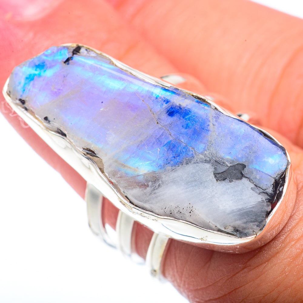 Rainbow Moonstone Rings handcrafted by Anasilvercos - RING73079