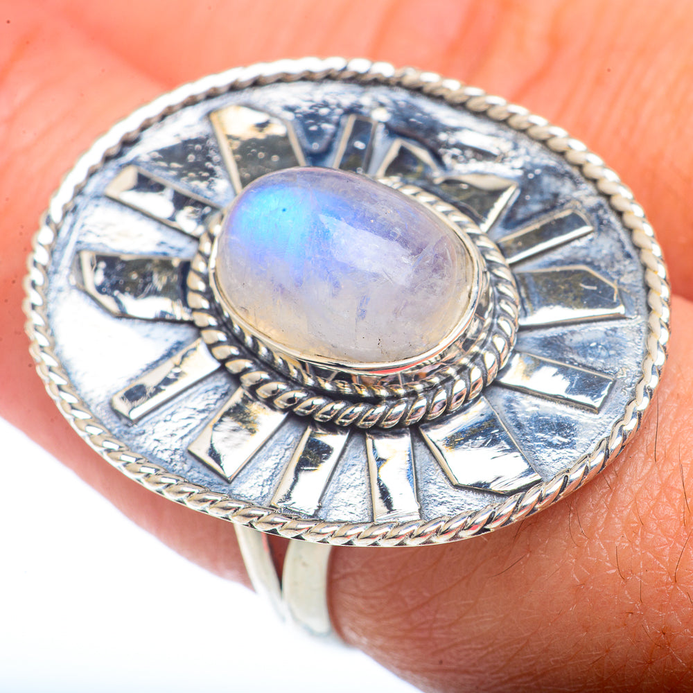 Rainbow Moonstone Rings handcrafted by Anasilvercos - RING73124