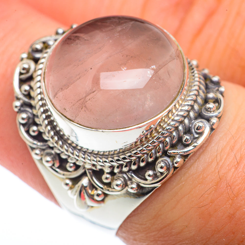 Rose Quartz Rings handcrafted by Anasilvercos - RING73160