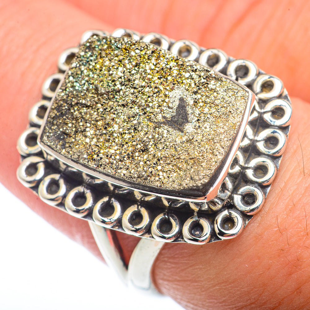 Spectro Pyrite Druzy Rings handcrafted by Anasilvercos - RING73167