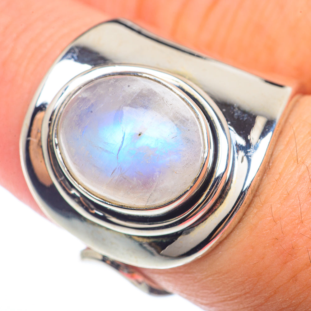 Rainbow Moonstone Rings handcrafted by Anasilvercos - RING73175